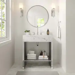 Gridiron Bathroom Vanity Basin Included by Modway - White Silver