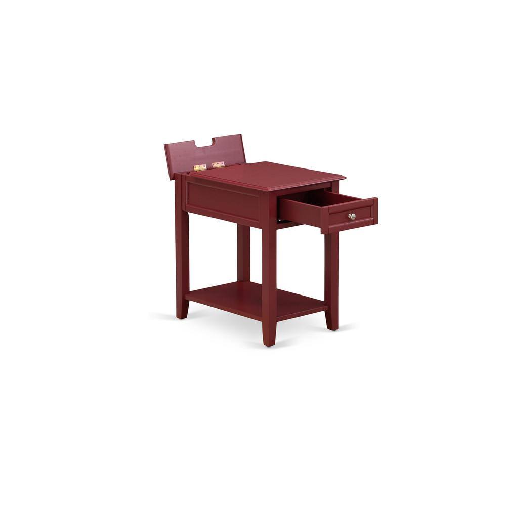 Alt View 1. East West Furniture - East West Furniture DE-13-ET Mid Century Night Stand with 1 Mid Century Modern Drawer, Stable and Sturdy Constructed - - Burgundy.