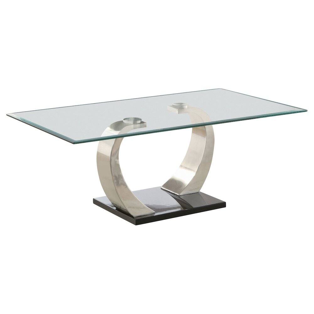 Front. Coaster Co. of America - Pruitt Rectangular Glass Top Metal Coffee Table Satin Silver - Silver.