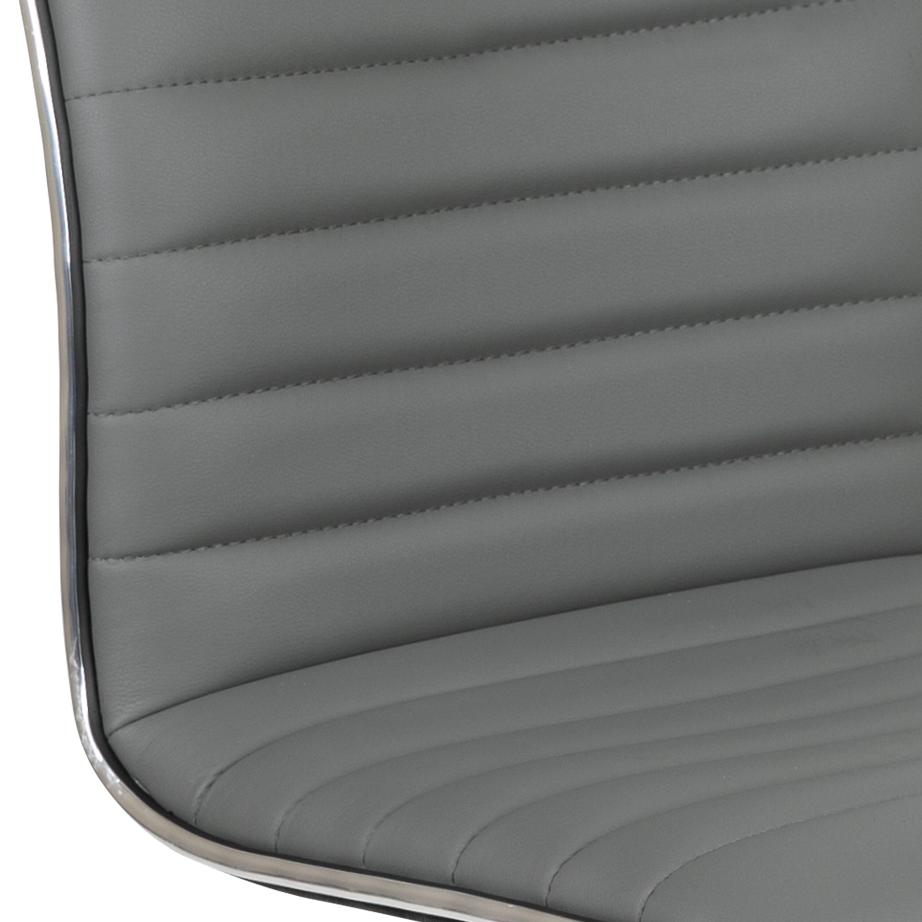 Alt View 10. Emma + Oliver - Low Back Designer Armless Ribbed Swivel Task Office Chair - Light Gray Vinyl/Chrome Frame.