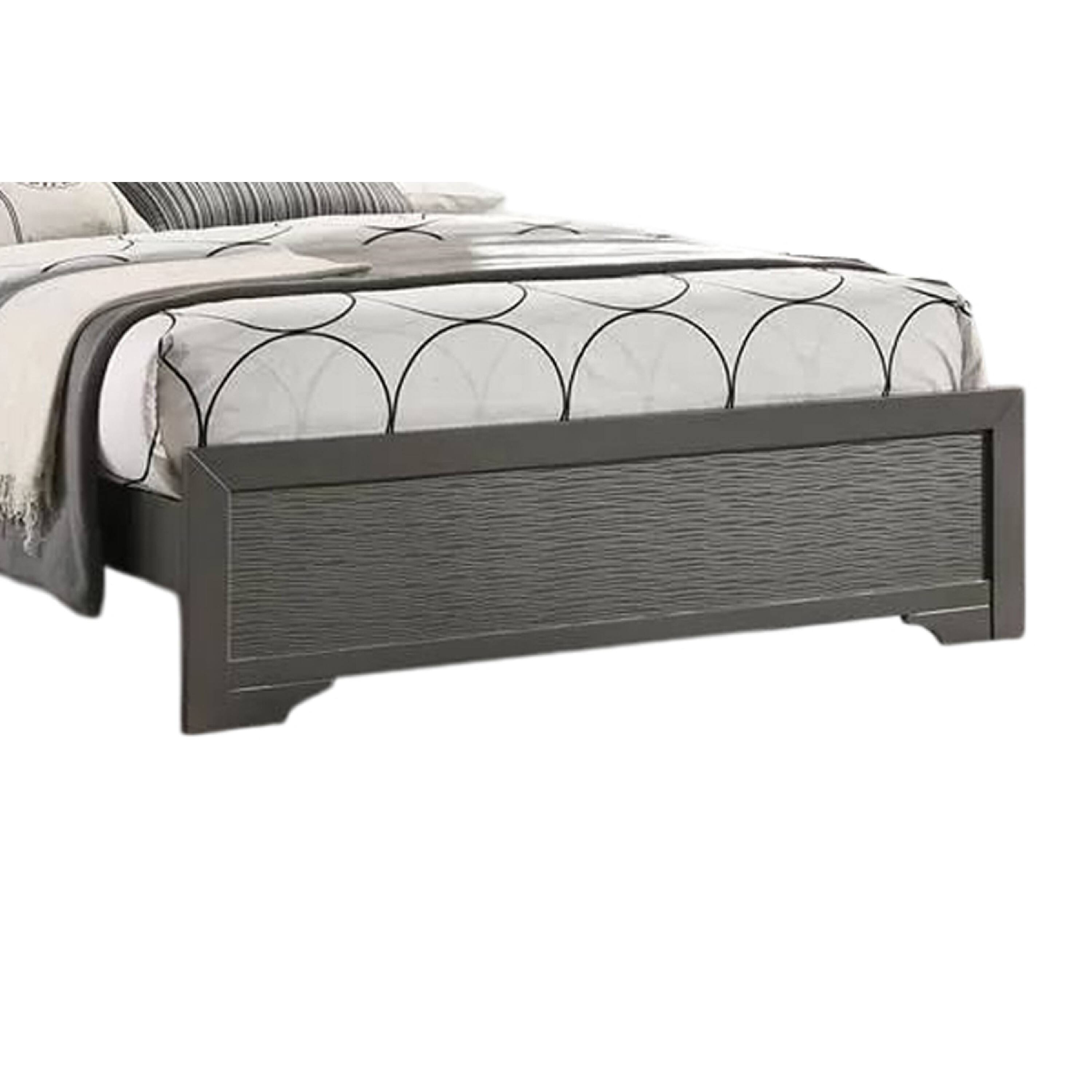 Back. Manhattan Lane - Grin Queen Size Bed, LED Headboard, Gray Faux Leather Upholstery - Gray.
