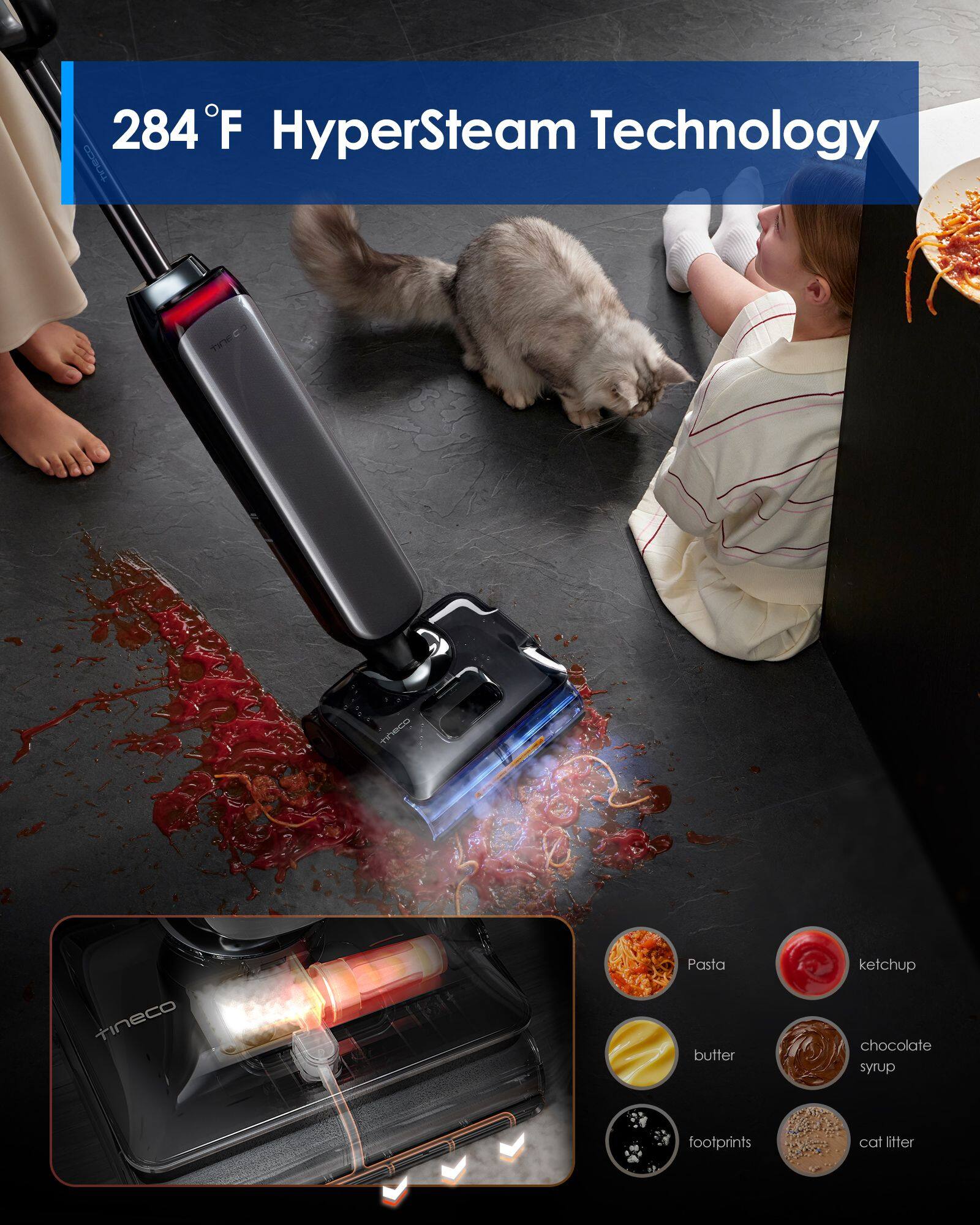 284°F HyperSteam Technology

Pasta  
ketchup  
butter  
chocolate syrup  
footprints  
cat litter