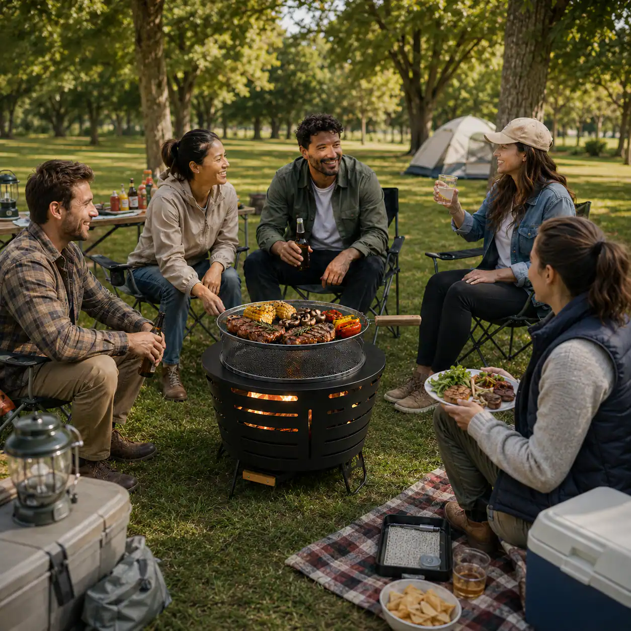 Alt View 4. Brano - 26 Inch Smokeless Fire Pit Outdoor Fireplace for Backyard, Patio - Triple-Burn Tech, Includes Ash Pan, Cover & Tools - black.