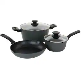 Oster - Kingsway 5 Piece Aluminum Nonstick Cookware Set - Black