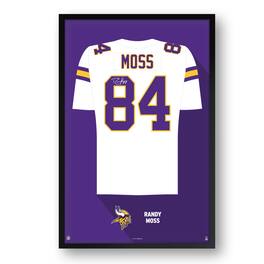 Sporticulture - Randy Moss Minnesota Vikings Framed 14" x 20" Retired Jersey Art Print - Multicolor