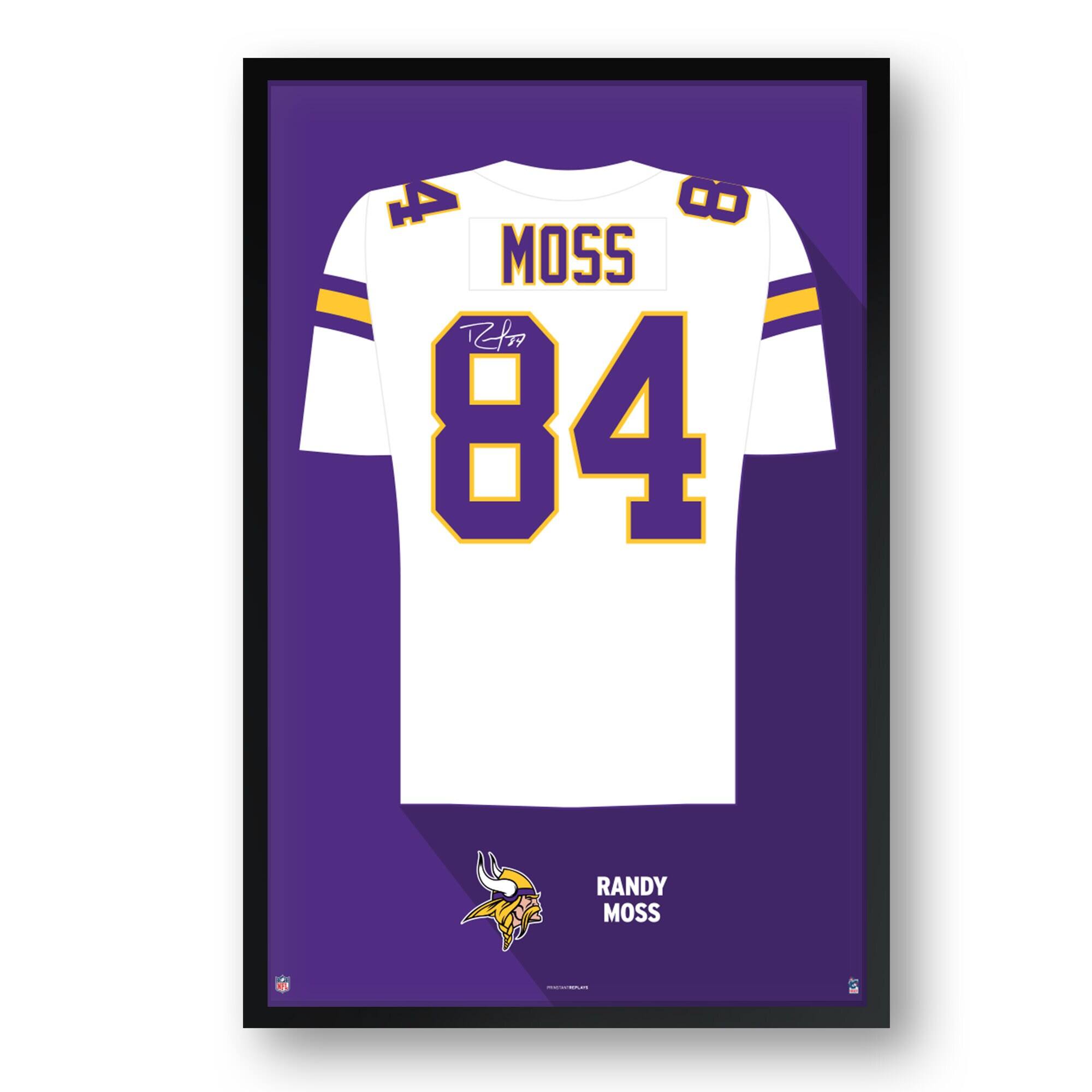 Sporticulture - Randy Moss Minnesota Vikings Framed 14" x 20" Retired Jersey Art Print - Multicolor