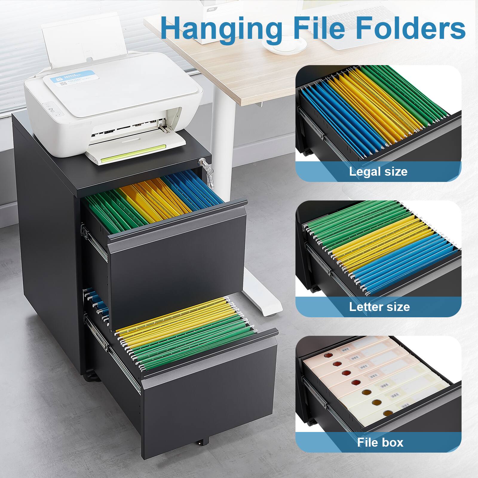 Hanging File Folders

- Legal size
- Letter size
- File box