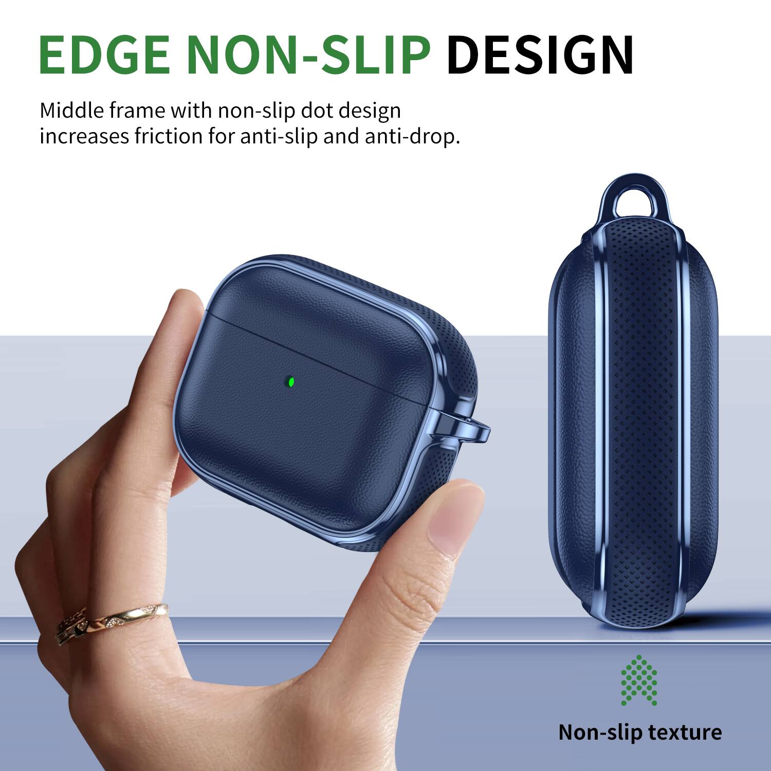 EDGE NON-SLIP DESIGN

Middle frame with non-slip dot design increases friction for anti-slip and anti-drop.

Non-slip texture