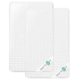 WorkOnIt - Office Chair Mat for Low Pile Carpets, Computer Desk Floor Mat - Clear