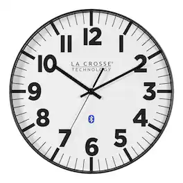 La Crosse Technology - 14.2 inch Insta-Set Analog Wall Clock with Bluetooth® Technology - Black/White