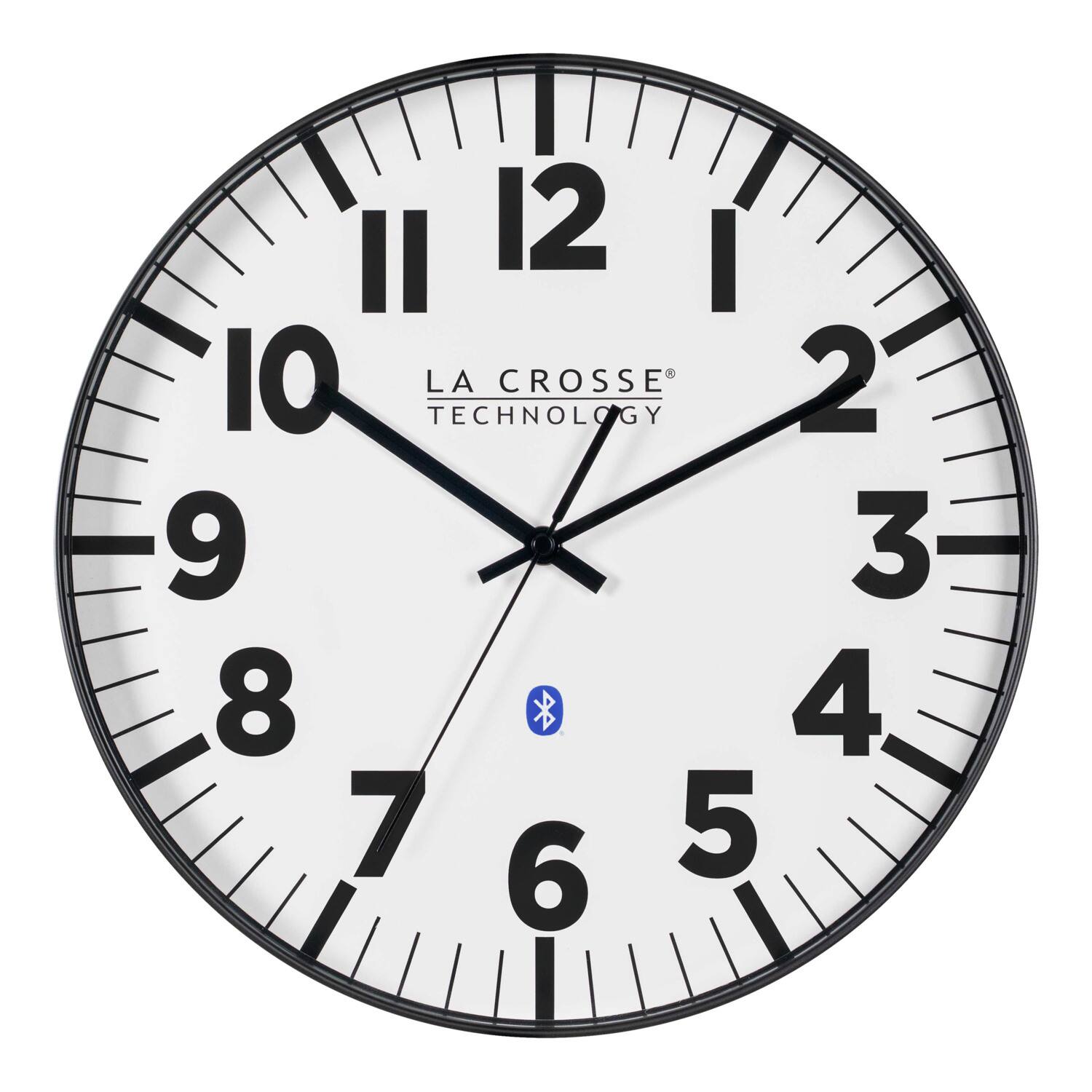 La Crosse Technology - 14.2 inch Insta-Set Analog Wall Clock with Bluetooth® Technology - Black/White