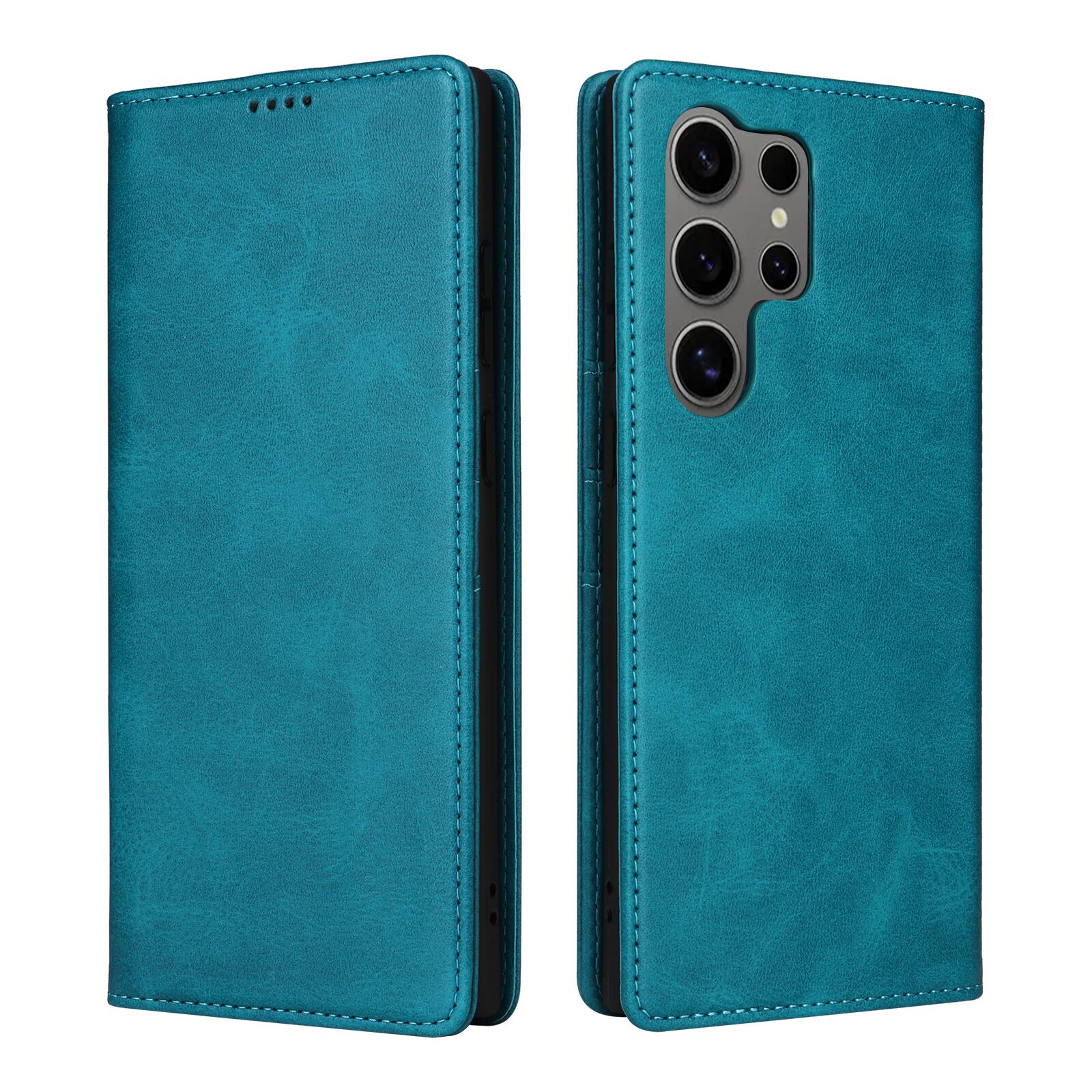 Alt View 2. Dteck - Case for Samsung Galaxy S25 Ultra,Wallet Case with Card Holder for Women Men,Shockproof PU Leather Flip Kickstand Cover - Bluegreen.