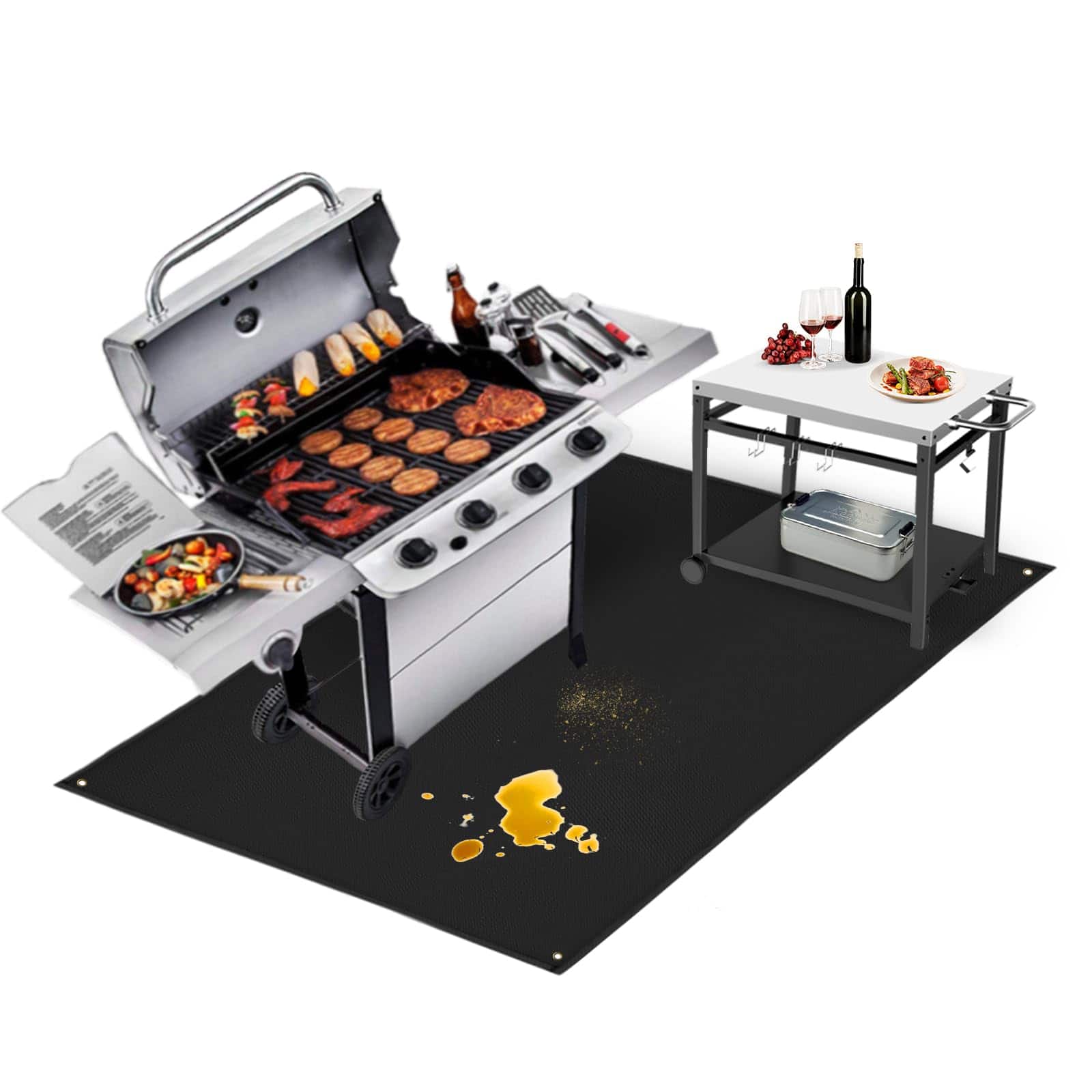 Reds Spade - X In Grill Mats For Outdoor Fireproof Griddle Compatible With Blackstone To Protect The Deck Accessories - - 60" x 48" x 0.04"