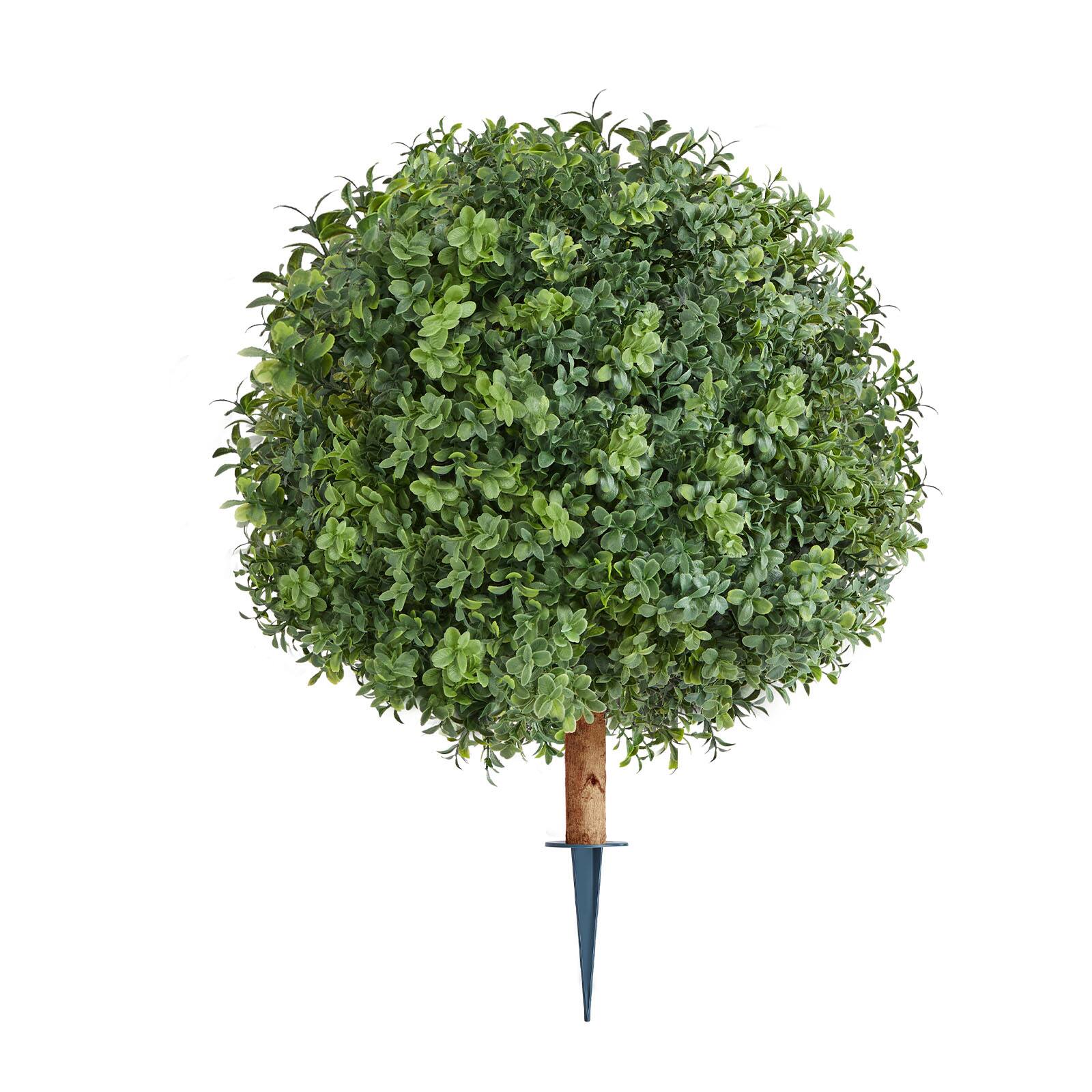 Alt View 5. VEVOR - Artificial Topiary Boxwood Trees with Ground Spike, 22 inch 2 Set Faux Shrubs & Bushes Potted Plants - Green.