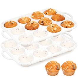 PARKER SLATER - Regular Cup And Mini 24 Nonstick Cupcake Pan Set Silicone Muffin For Baking Mold With Metal Reinforced Frame Bpa Free