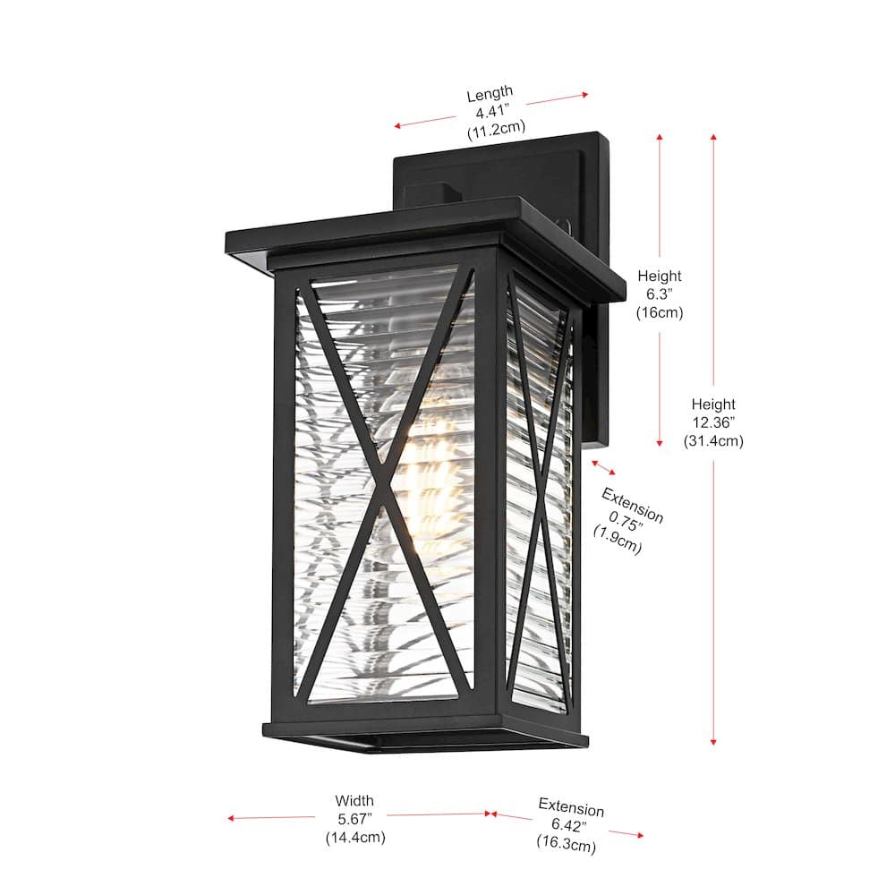Elegant Lighting - Jada 12 inch Outdoor Wall sconce in Black - Black And Clear