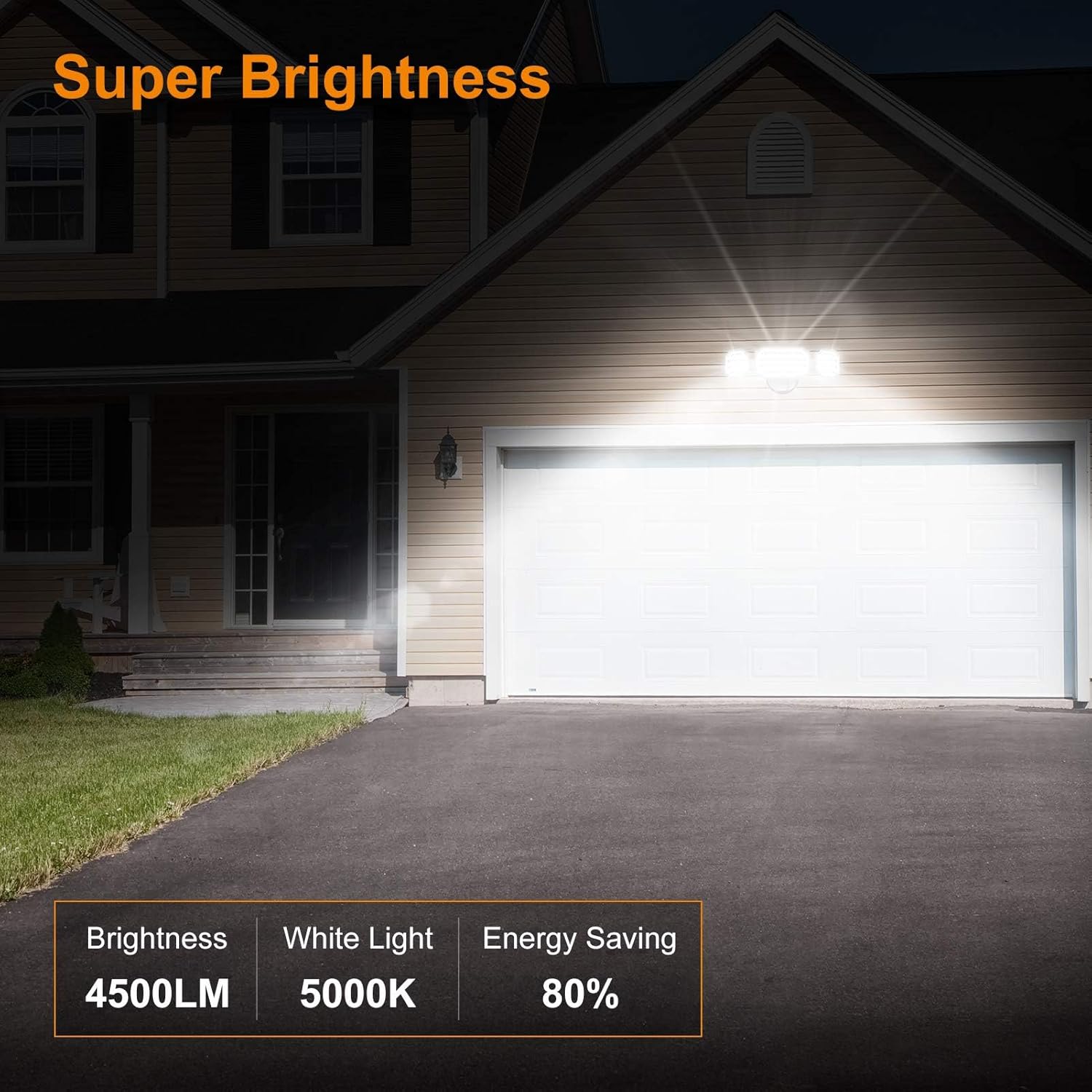 Super Brightness  
Brightness: 4500LM  
White Light: 5000K  
Energy Saving: 80%