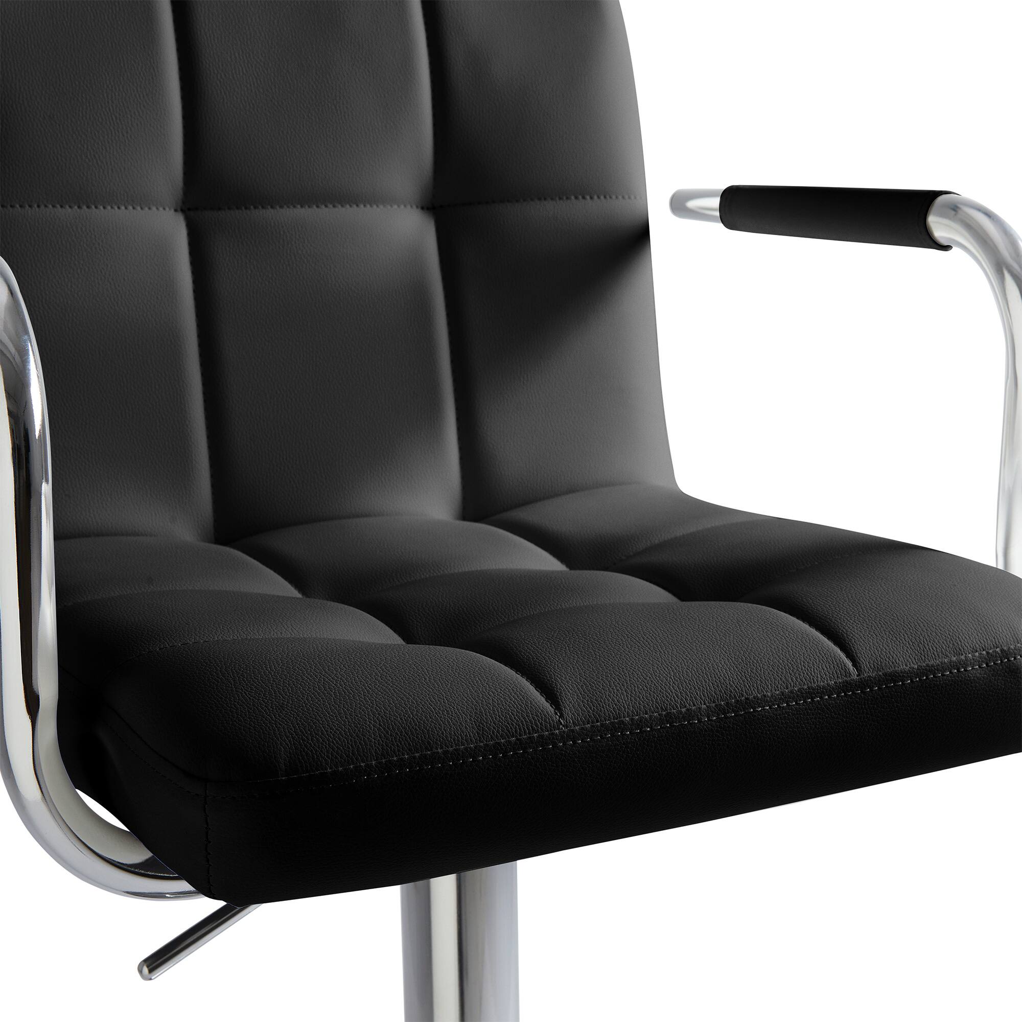 Back. FERPIT - FERPIT 2 Pack Adjustable Bar Stools Modern Tufted Upholstered Counter Chairs with Footrest, Black - Black.