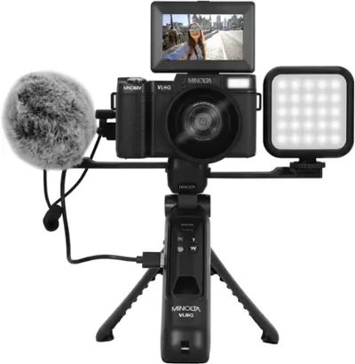 Minolta - VLOG MND60V 64.0 Megapixel 4K Video Digital Camera Kit for Content Creators and Vloggers - Black