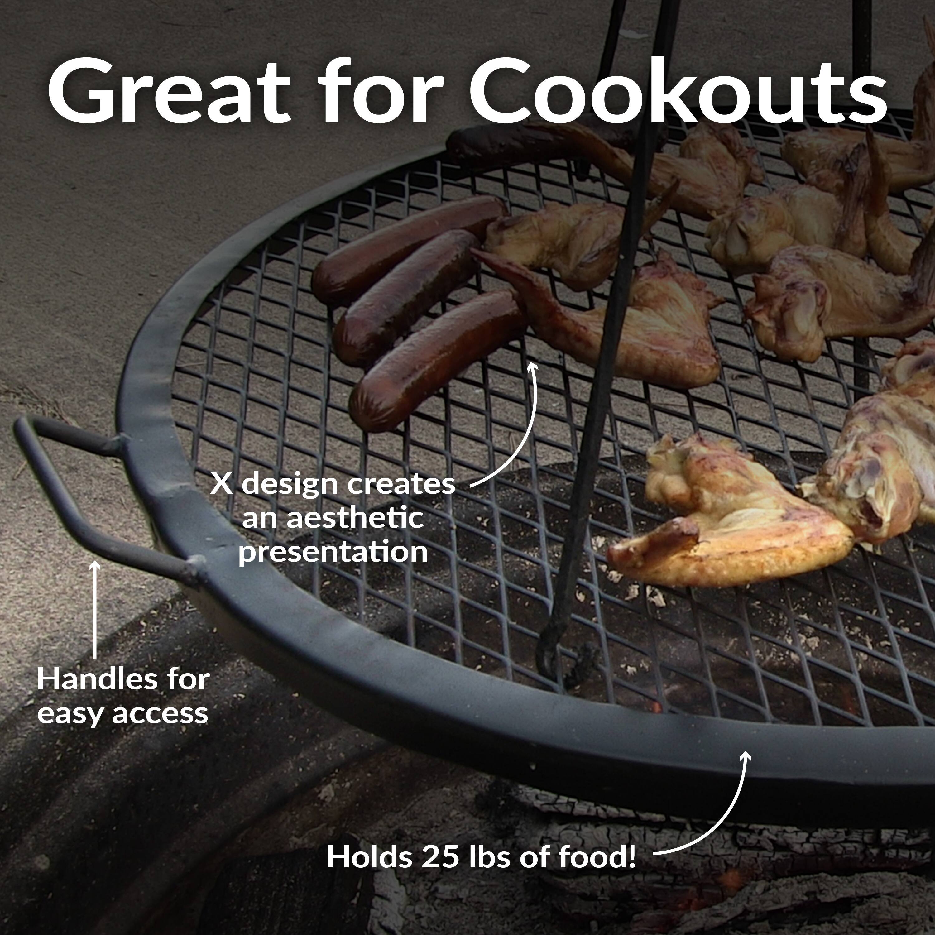 Great for Cookouts

- X design creates an aesthetic presentation
- Handles for easy access
- Holds 25 lbs of food!