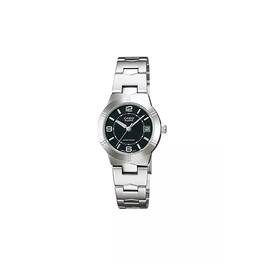 Casio - Women’s Black Dial Stainless Steel Bracelet Analog Watch - LTP-1241D-1A - Silver