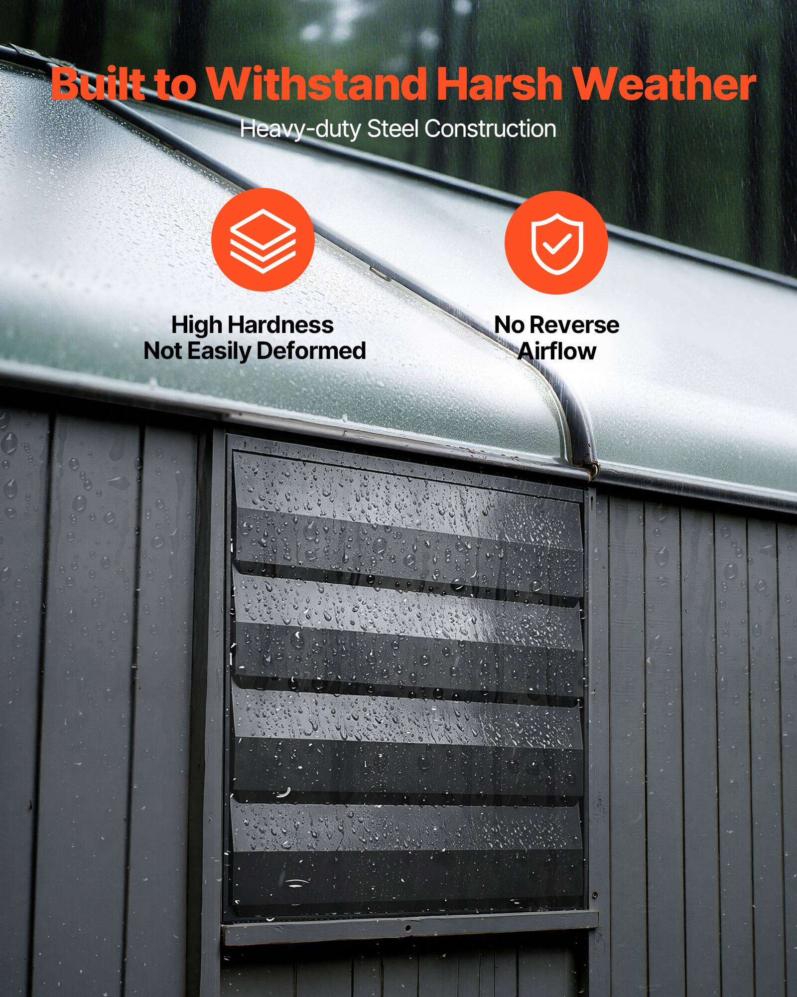 Built to Withstand Harsh Weather  
Heavy-duty Steel Construction  
High Hardness  
Not Easily Deformed  
No Reverse Airflow