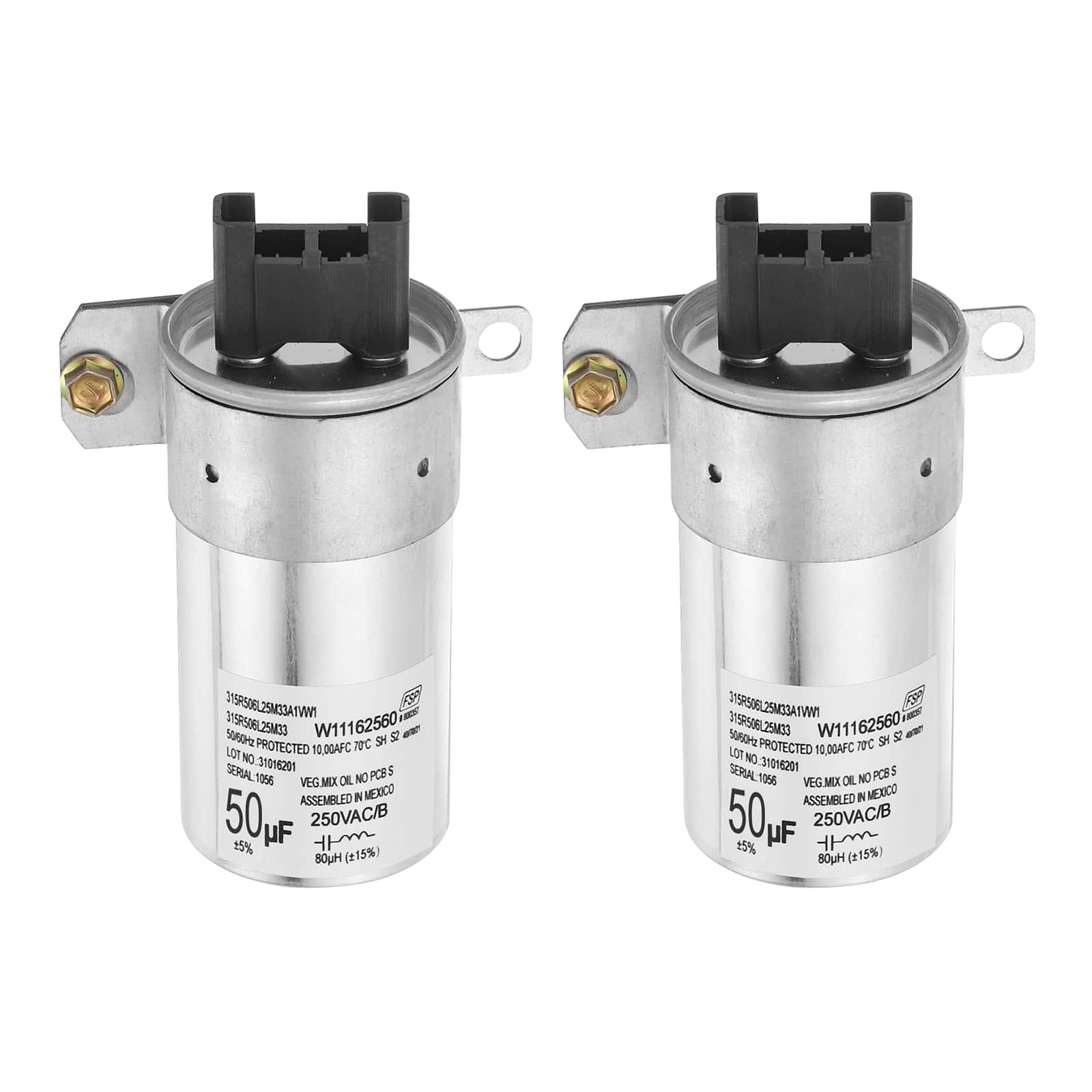 Unique Bargains - 2pcs CBB60 Capacitor, 50uF250V Run Round Start Capacitor for Water Pump/AC Motor/HVAC/Compressor/Generator/Air Condenser - Silver price history on PriceWatchPro