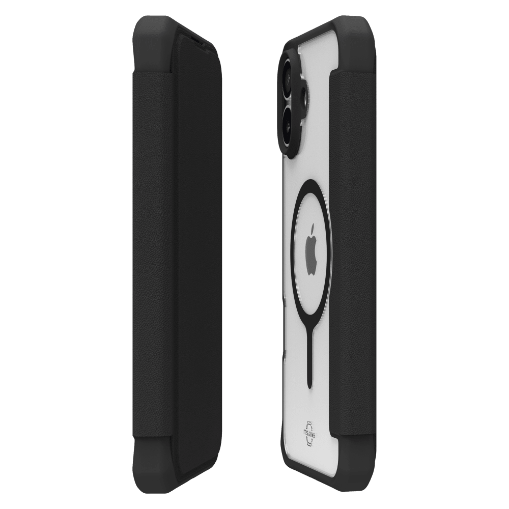 Alt View 3. Itskins - Hybrid_R Folio MagSafe Case for Apple iPhone 16 - Black.