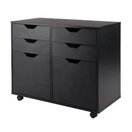 Front. FurniFact - Home Office Cabinet with Drawers, Rolling File Cabinet for Home Office - Black.