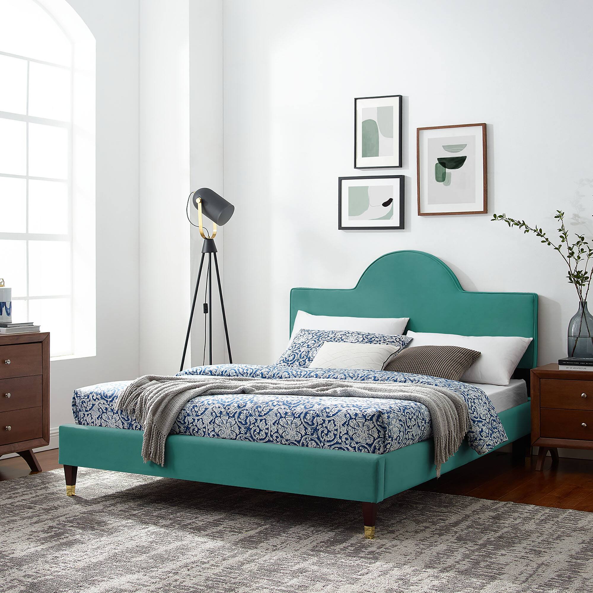 Alt View 4. Modway - Aviana Performance Velvet King Bed - Blue.