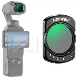 Neewer - Variable ND2-32 Filter for DJI Osmo Pocket 3 - Magnetic Adjustable ND with 2 Screen Protectors