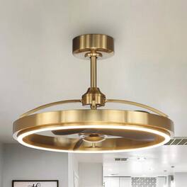 Parrot Uncle - 27" Modern LED Ceiling Fan with Remote Control - Brass