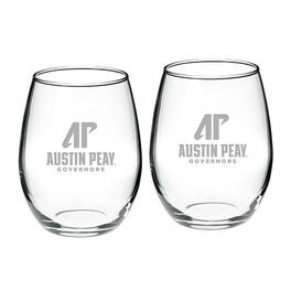 Jardine - Austin Peay State Governors Team Design Two-Piece 21oz. Stemless Wine Glass Set - Multicolor