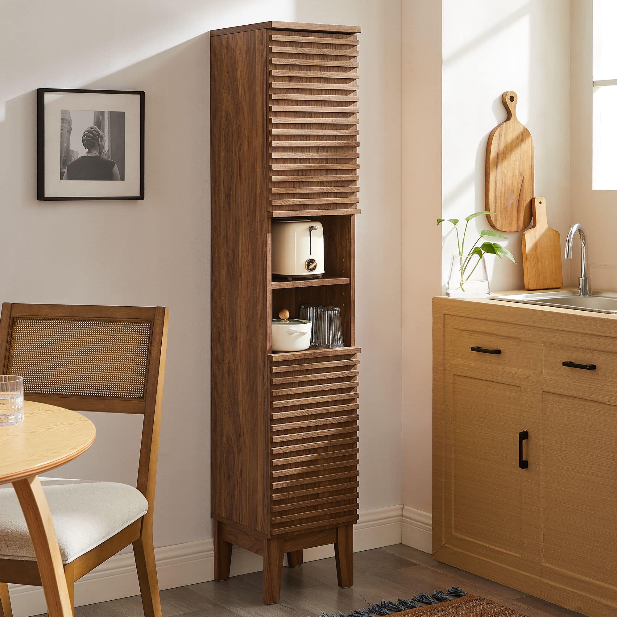 Render Tall Narrow Bathroom Storage Cabinet by Modway - Walnut