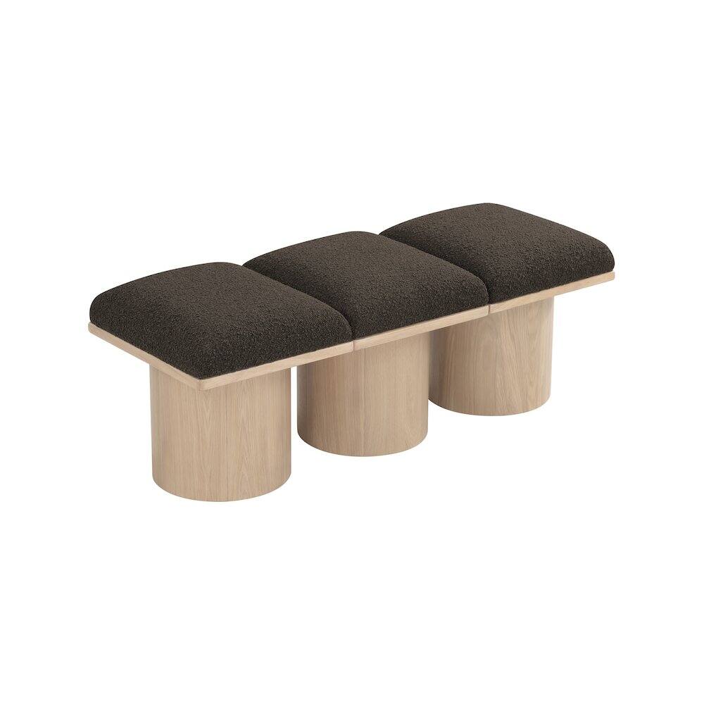 Alt View 3. Meridian Furniture - Pavilion Brown Boucle Fabric Bench - Brown.
