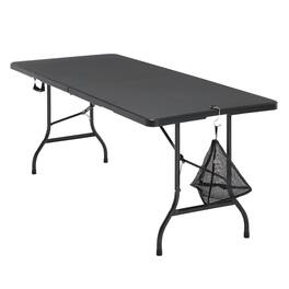 Vecelo - Folding Dining Table– Heavy Duty HDPE Portable Table for Family Gatherings, Camping & Parties - Black