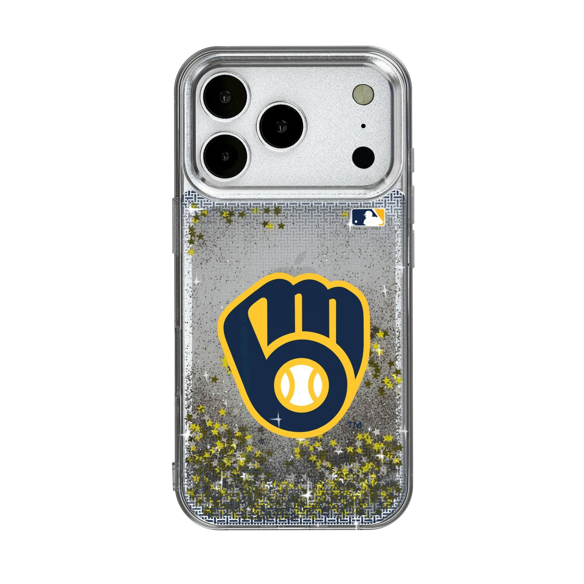 Front. Keyscaper - Linen Logo iPhone Glitter Case - 15 Pro - Multicolor.