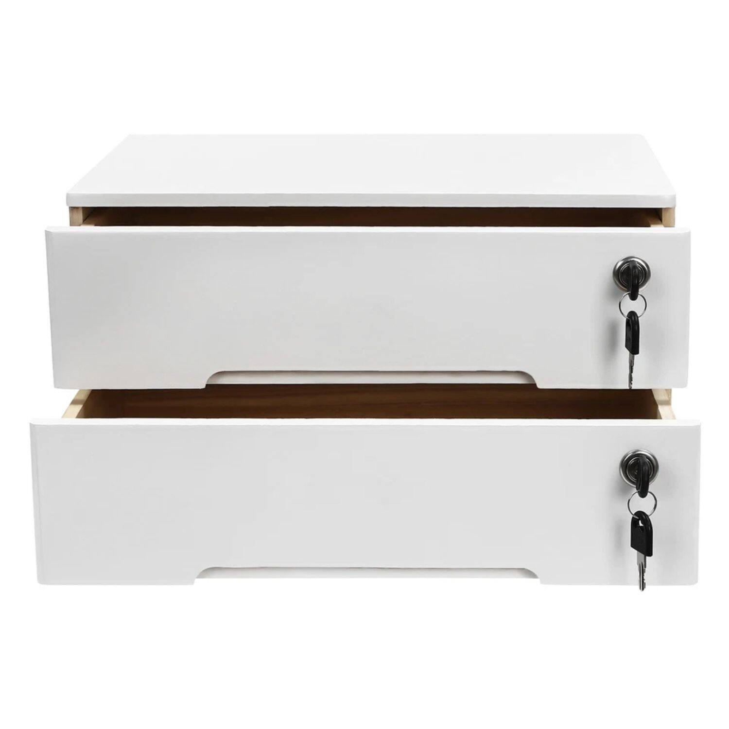 Alt View 2. Home Collection - 2-Drawer Wooden Desk Organizer – Desktop Storage Cabinet for Office & Home - White.