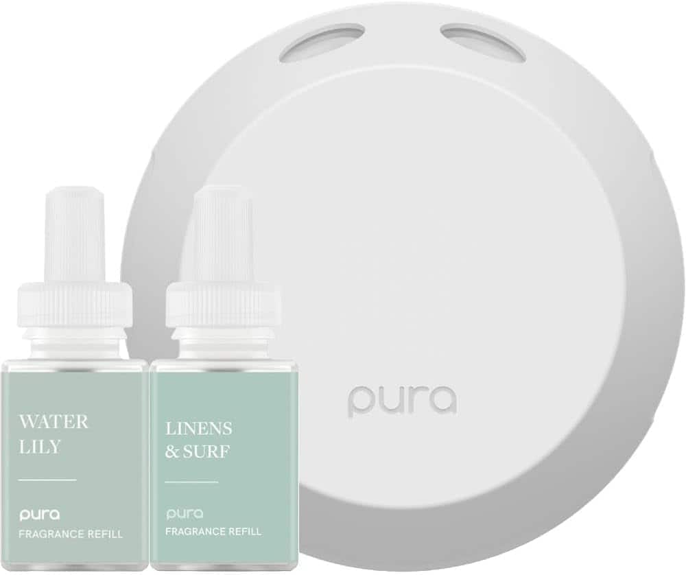 Pura - 4 Smart Fragrance Device Starter Set, Scent Diffuser for Home, Includes Fragrance Aroma Diffuser & 2 Scent Refills - Water Lily & Linens & Surf price history on PriceWatchPro