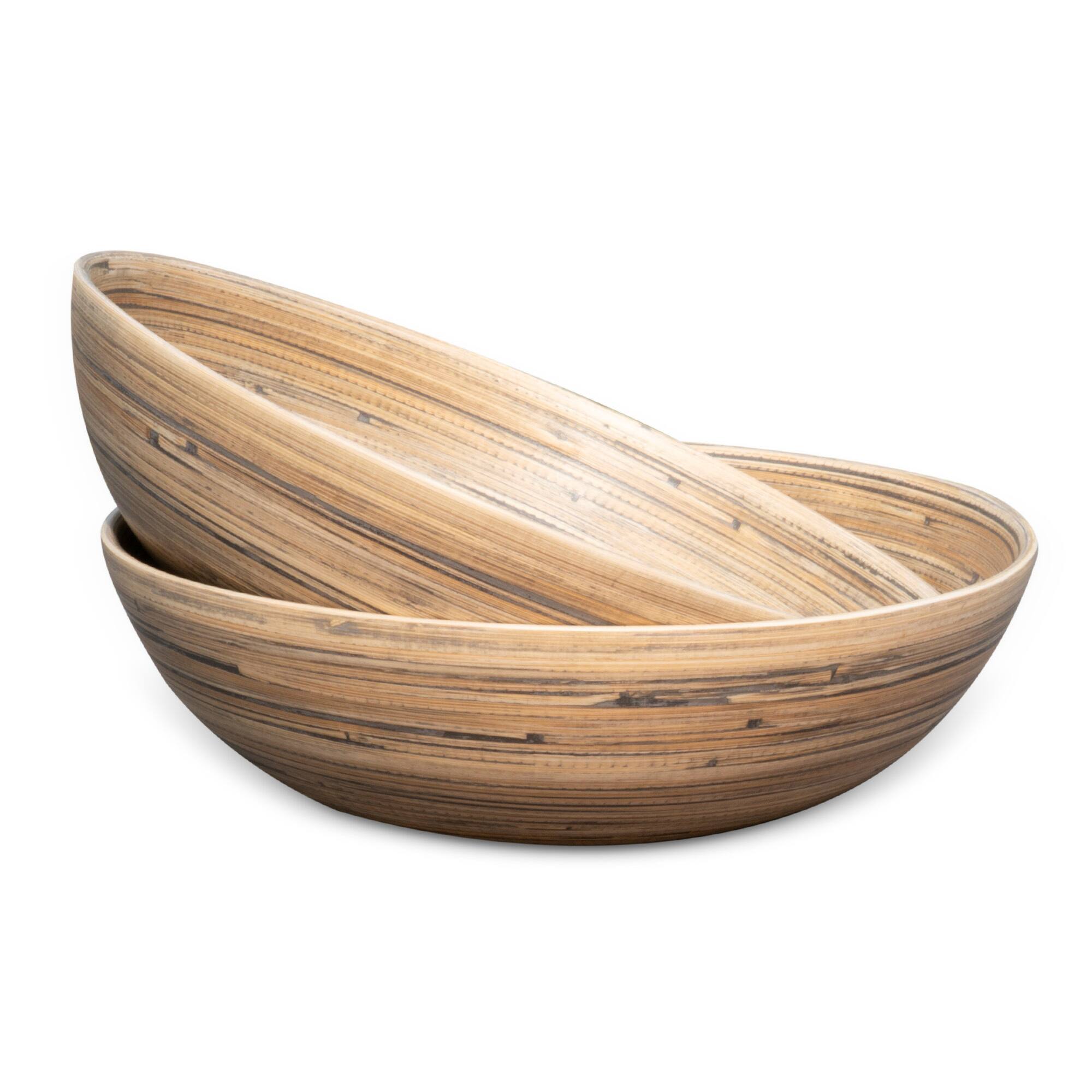 Back. Lexa - Bamboo Salad Bowl Set, 12 Inch x 2, Black Bamboo - Black/Natural.