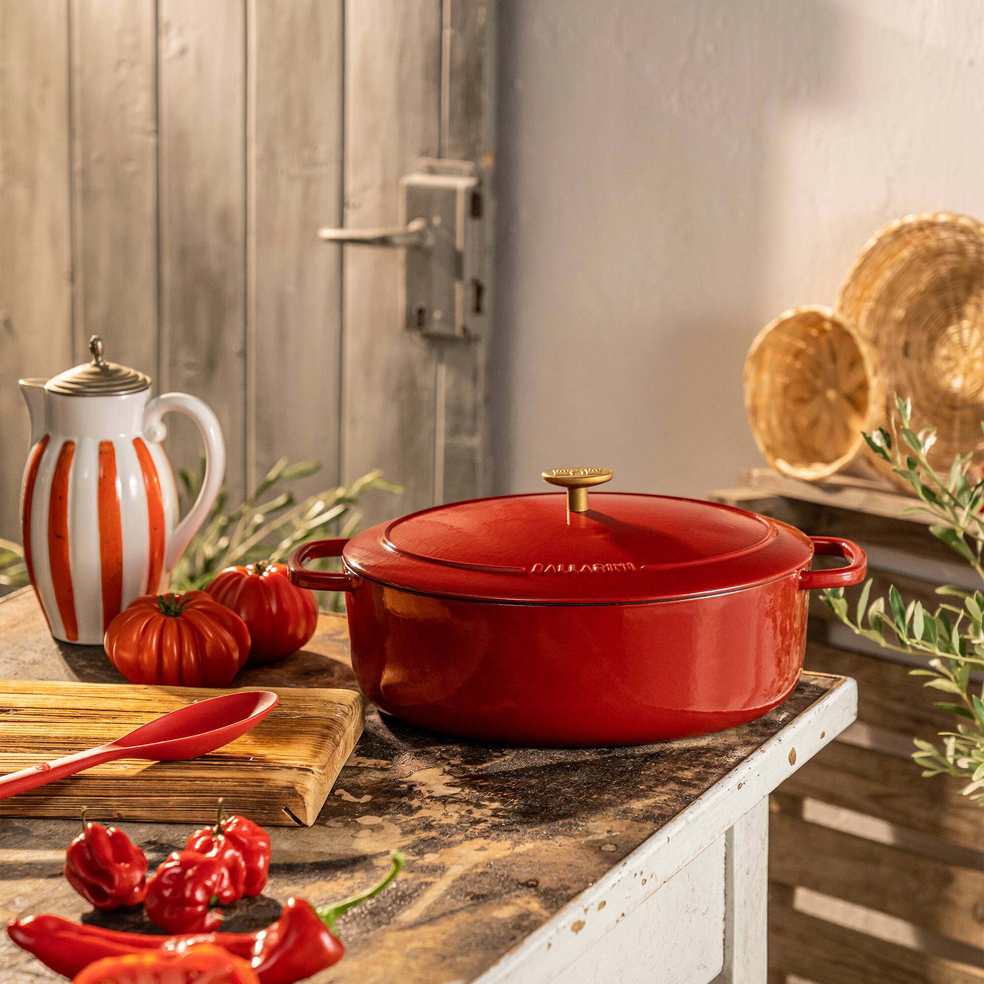 Alt View 1. Ballarini - Ballarini Bellamonte Cast Iron 4.75-qt Oval Dutch Oven - Pomodoro Red - Red.