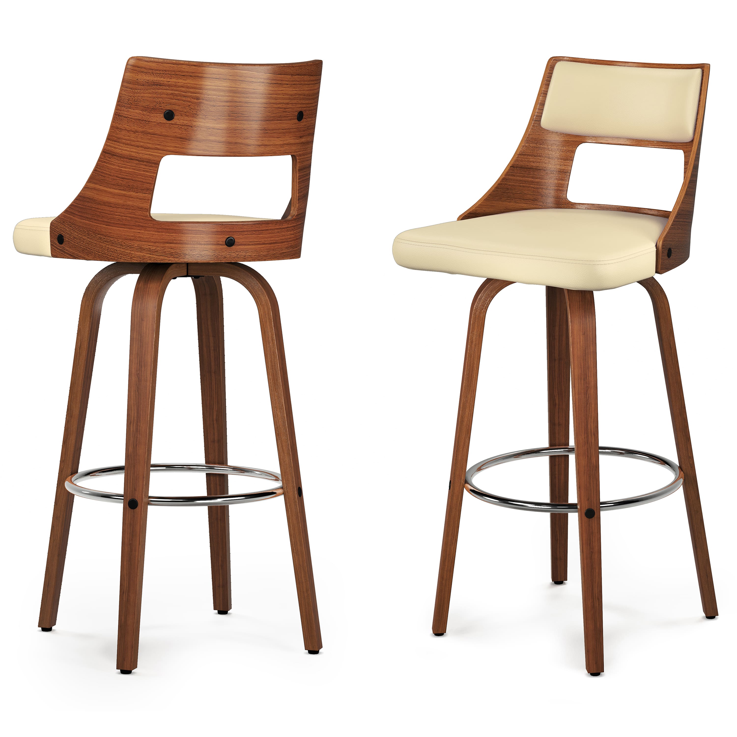 Simpli Home - Dallyn Contemporary 17 inch Swivel Bar Stool (Set of 2) Vegan Faux Leather - Cream