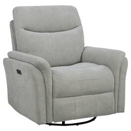Manhattan Lane - Asley Swivel Power Glider Recliner Chair with USB Ports, Ivory Fabric - Ivory, Black