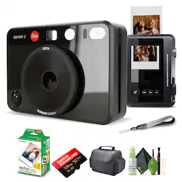 Leica - Sofort 2 Hybrid Instant and Digital Camera + Instant Film 20 Sheets - Black