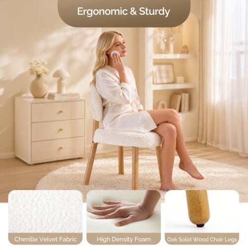 Ergonomic & Sturdy

Chenille Velvet Fabric
High Density Foam
Oak Solid Wood Chair Legs