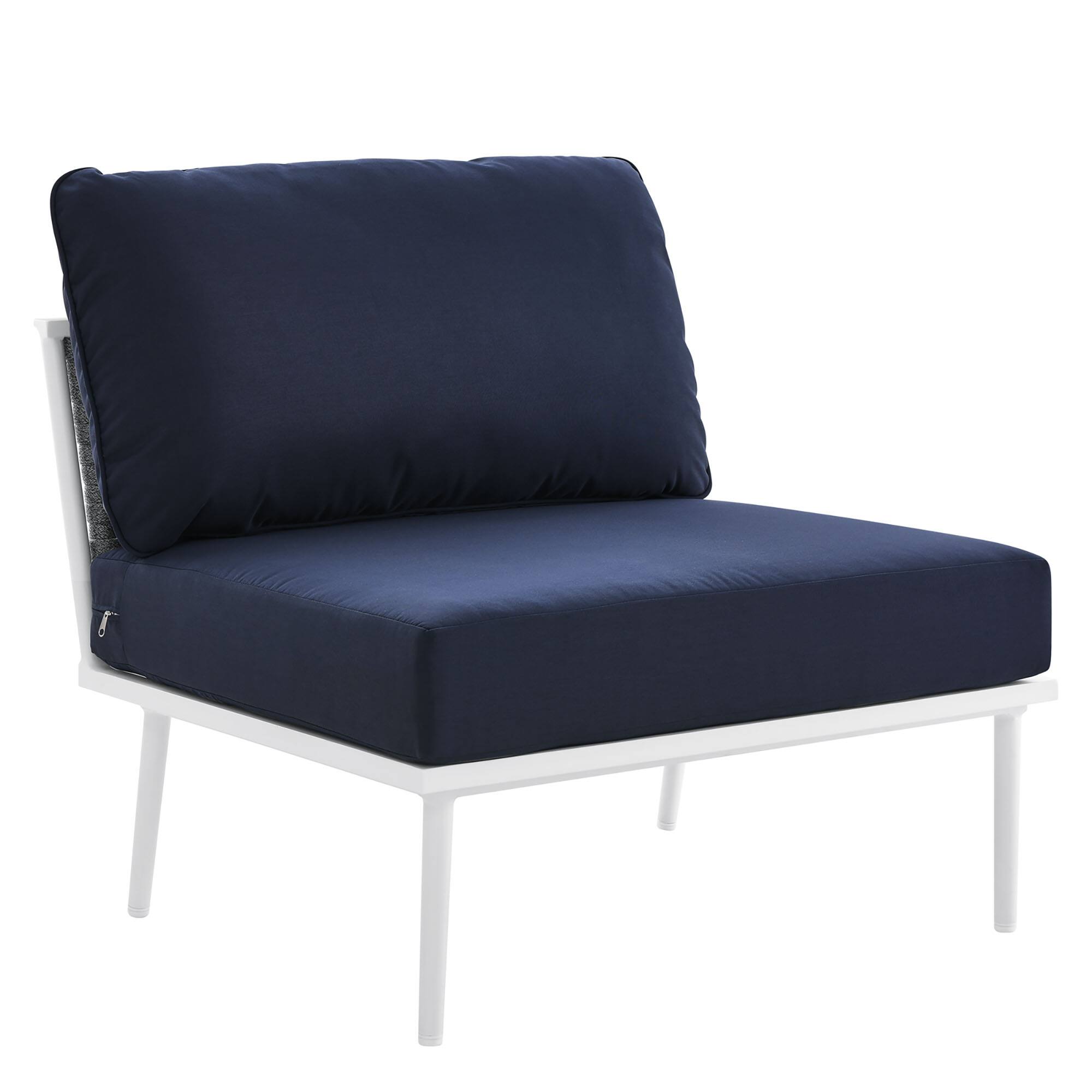 Angle. Modway - Stance Outdoor Patio Aluminum Armless Chair by Modway - White Navy.