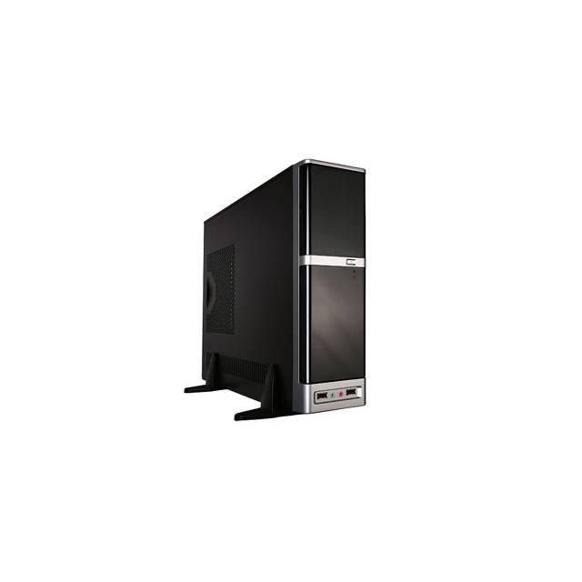 Front. Apex - DM-387 Micro-ATX Case - Black/Silver.