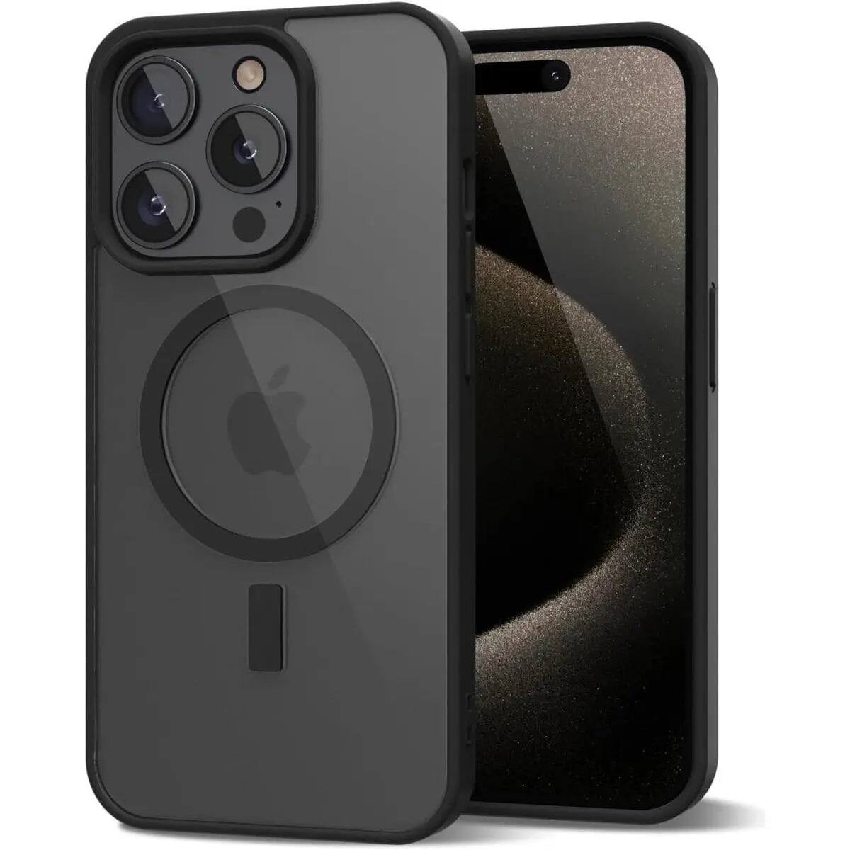 Front. Entronix - Entronix [Magnetic] Case for iPhone 16 Pro - [Clear Back] Soft Matte Frame - Black.