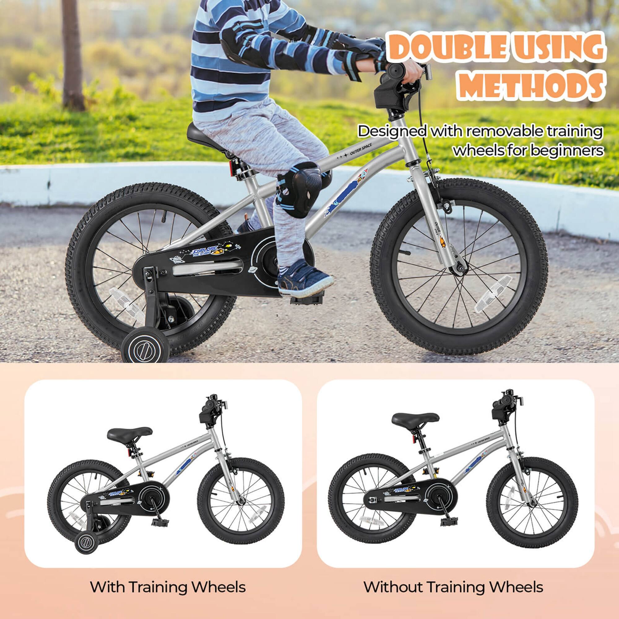 DOUBLE USING METHODS  
Designed with removable training wheels for beginners  

With Training Wheels  
Without Training Wheels