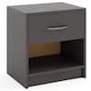 Front. Costway - Costway Modern Nightstand Bedside Table with Drawer Open Storage Shelf for Small Spaces - Dark Gray.